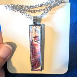 Modern eye portrait cabochon necklace